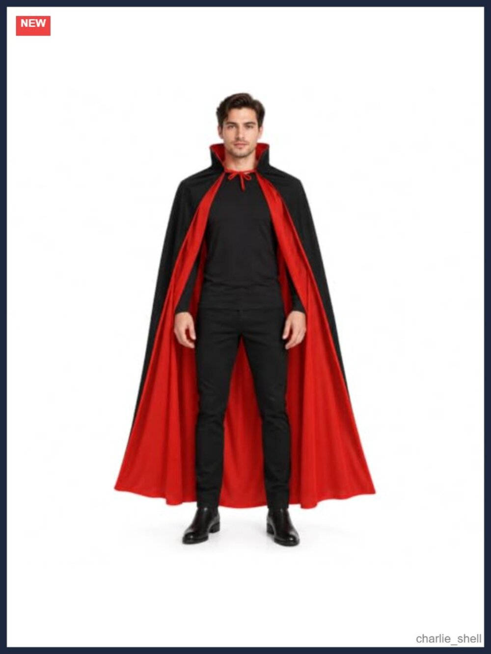 Reversible Hooded Cape Costume Cloak Men Adult Halloween Cosplay Robe